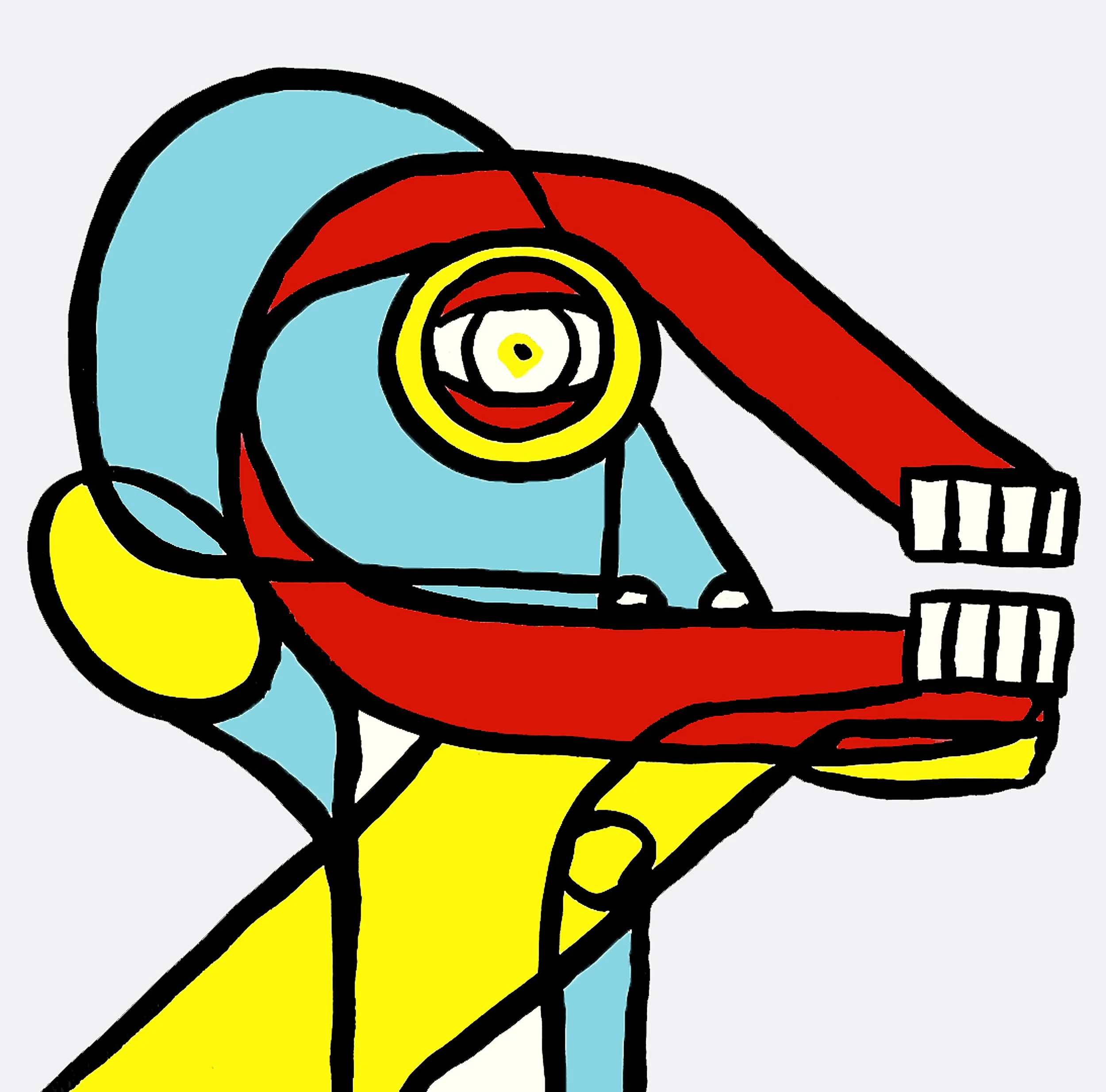 A charming figure composed of multicolored geometric shards, capturing a whimsical and modern animal aesthetic.