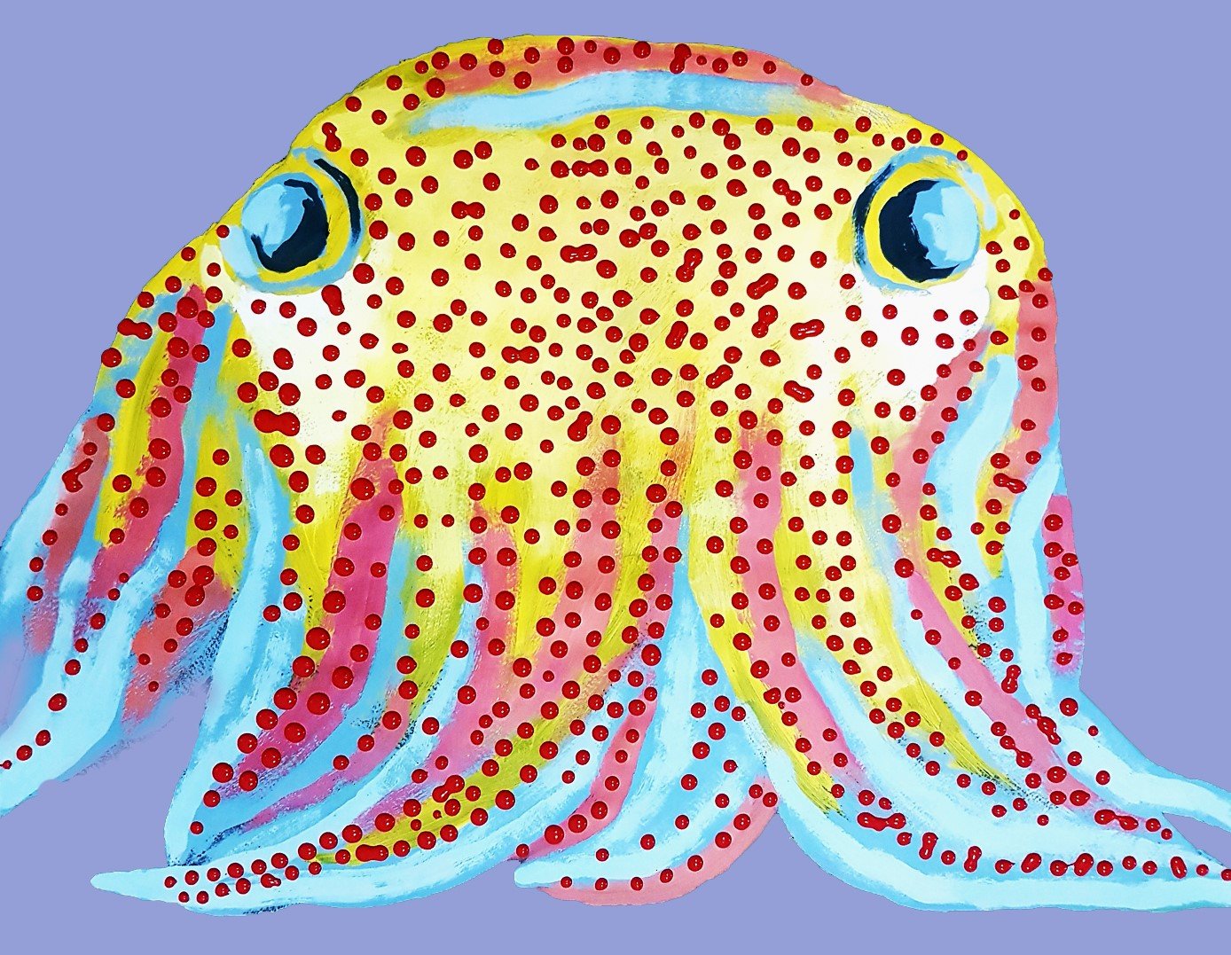 A dreamlike marine life study of a squid, using soft gradients and intricate line-work to capture the fluid beauty of the ocean in a modern style.