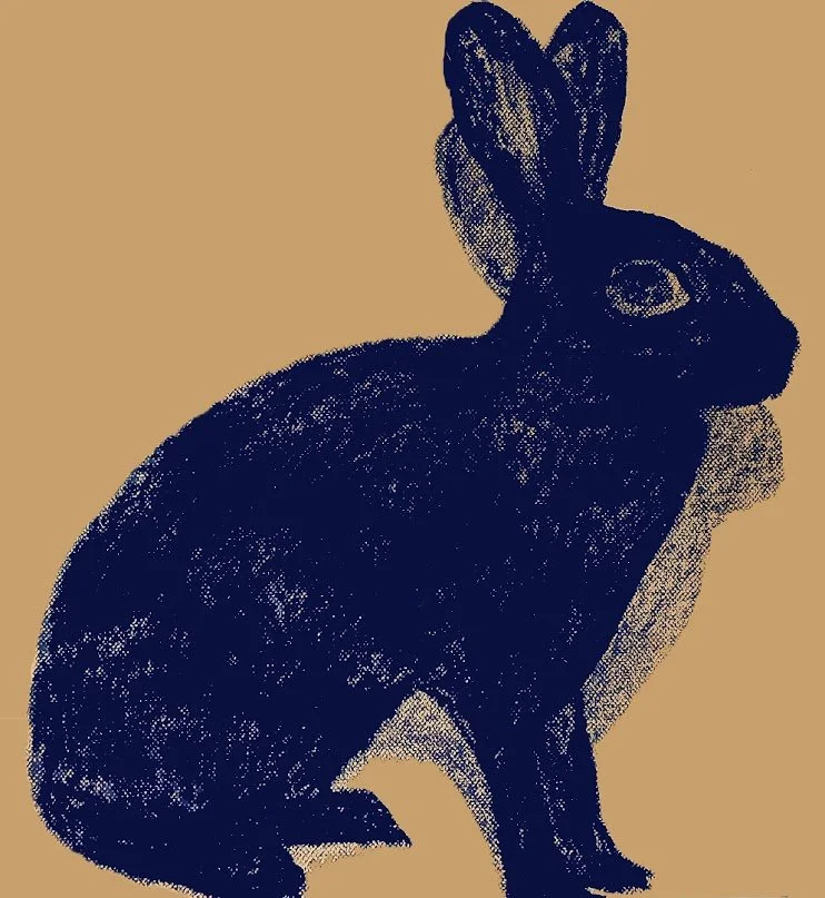 A striking illustration of a rabbit, blending realism with an artistic, dark aesthetic.