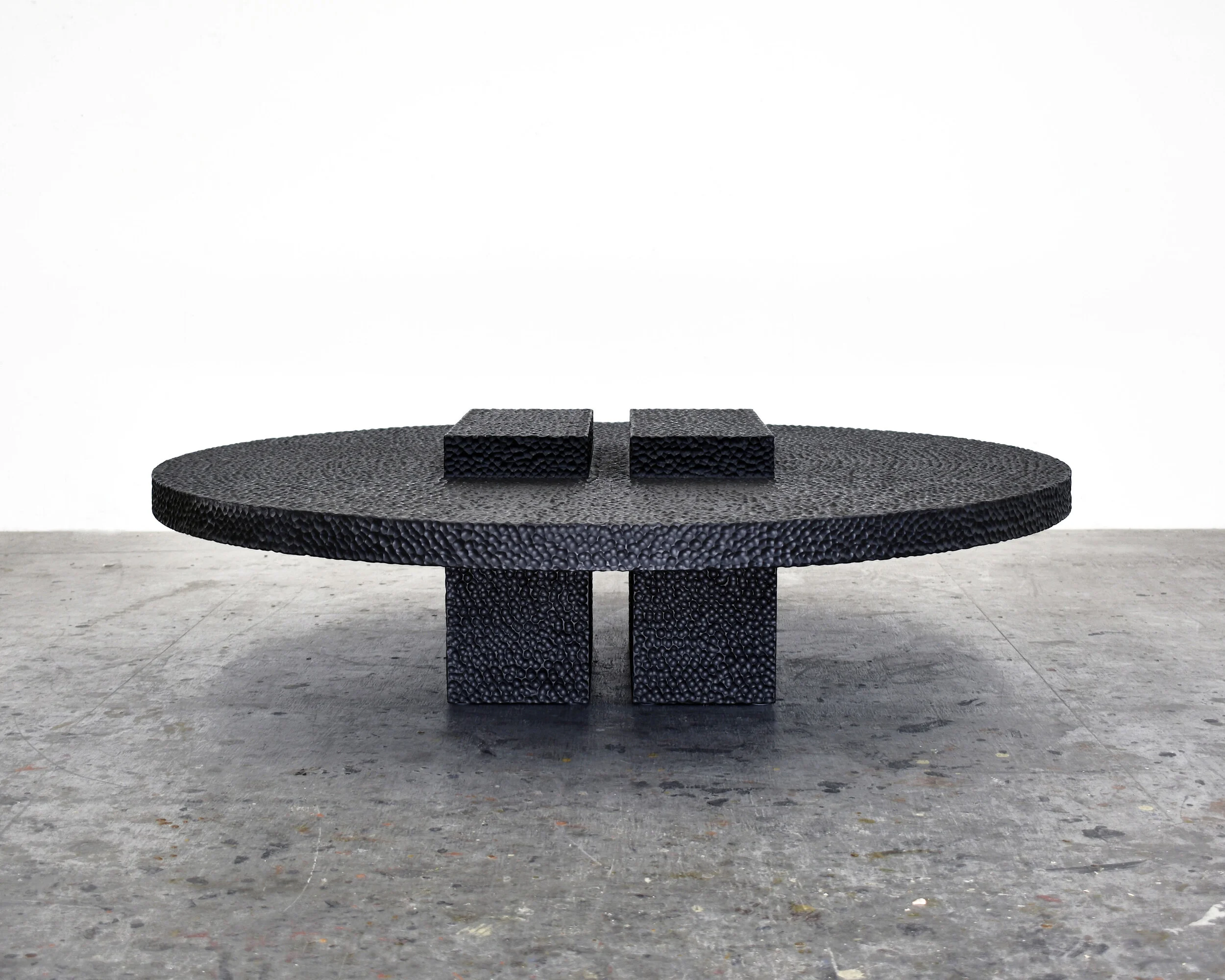  R3 Table  Carved + Lacquered + Maple  13" x 47" dia. 