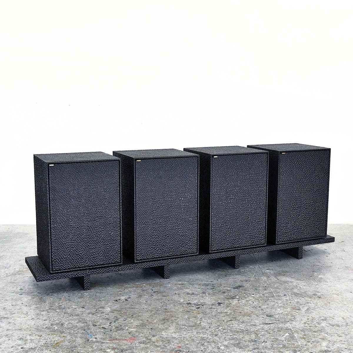  Loft Credenza  Carved + Lacquered + Maple + Brass  30.5” x 83" x 16"     