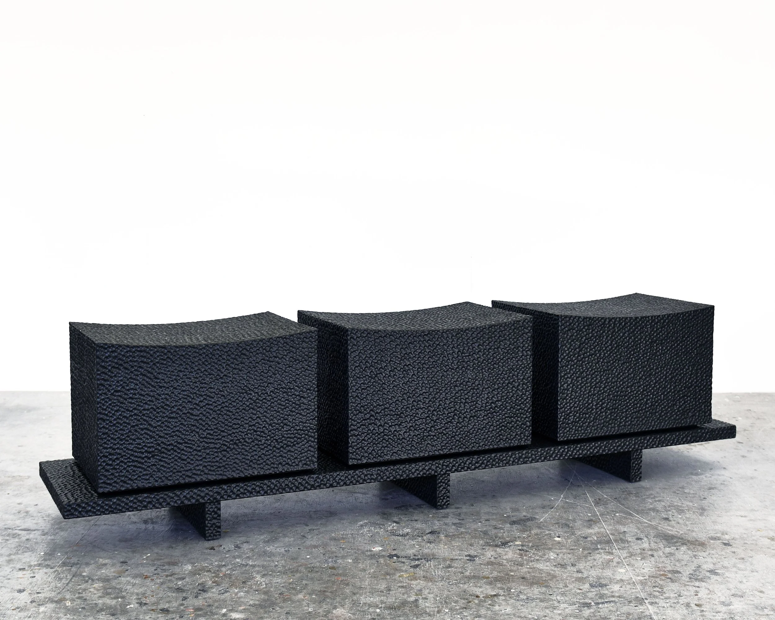  Loft Bench Carved  Carved + Lacquered + Maple  18.5" x 72" x 15"     