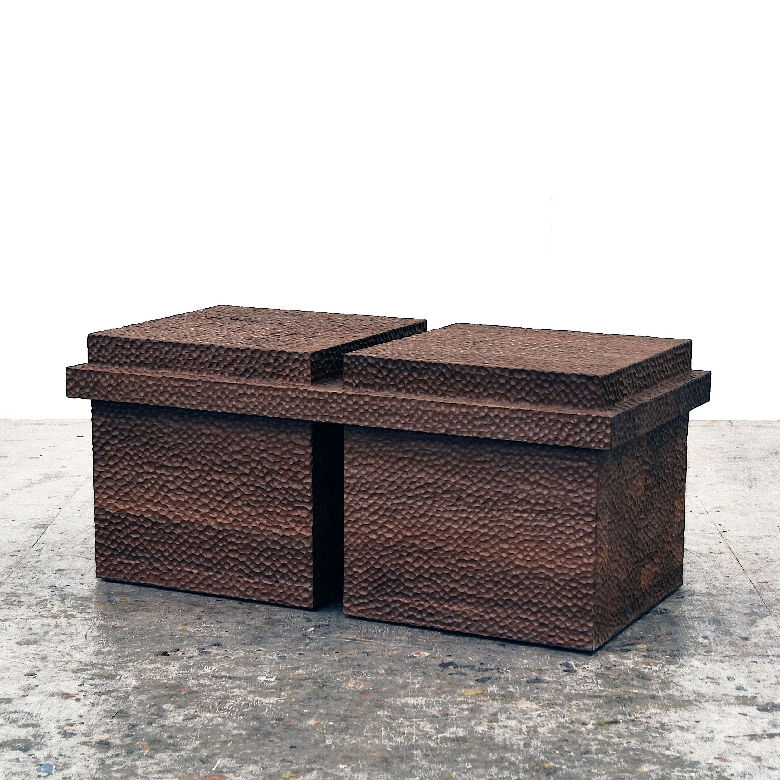  BW-B2 Bench  Carved + Walnut + Lacquer  16” x 18” x 36”     