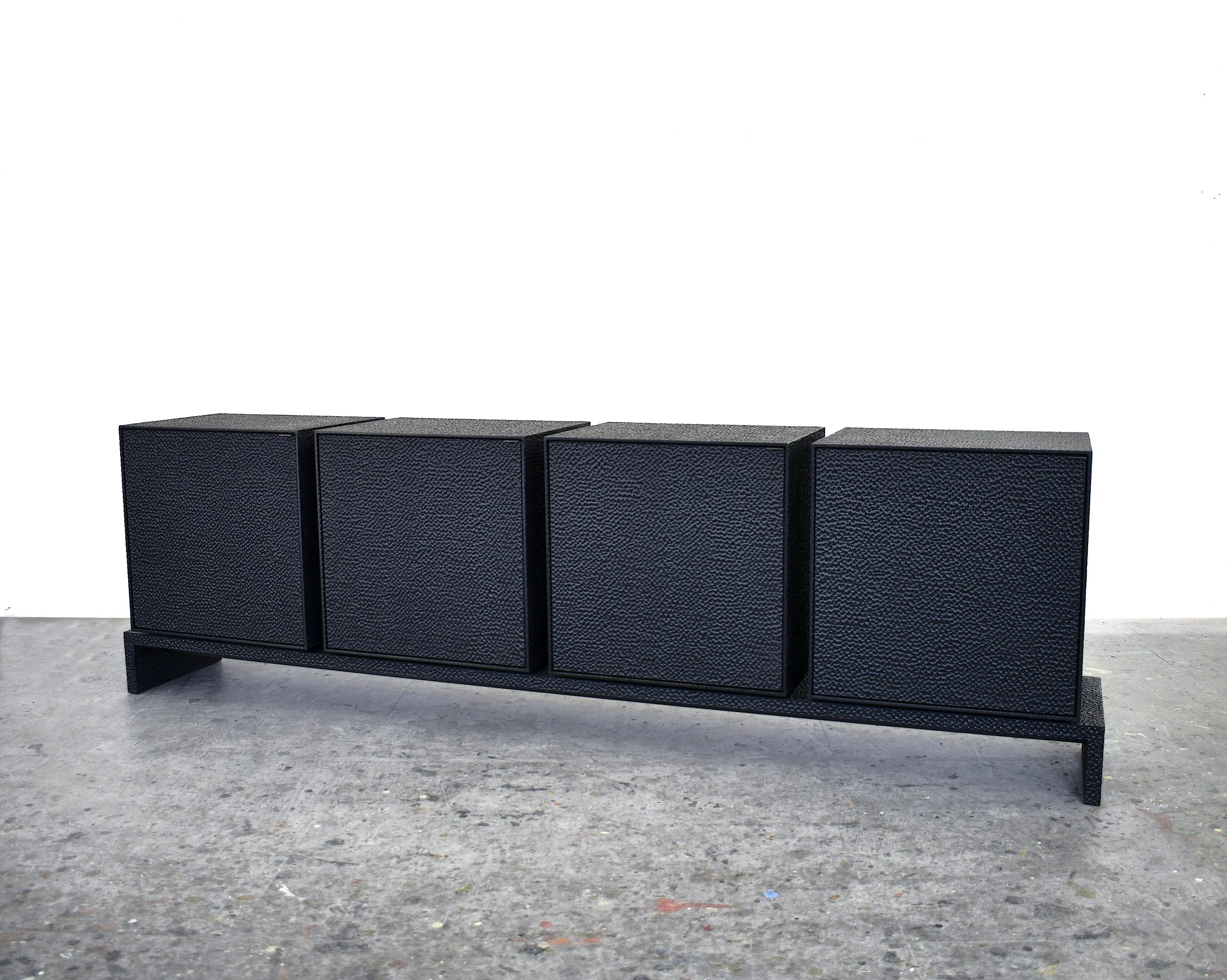  M4 Credenza  Carved + Lacquered + Maple + Brass  32" x 108" x 18"         