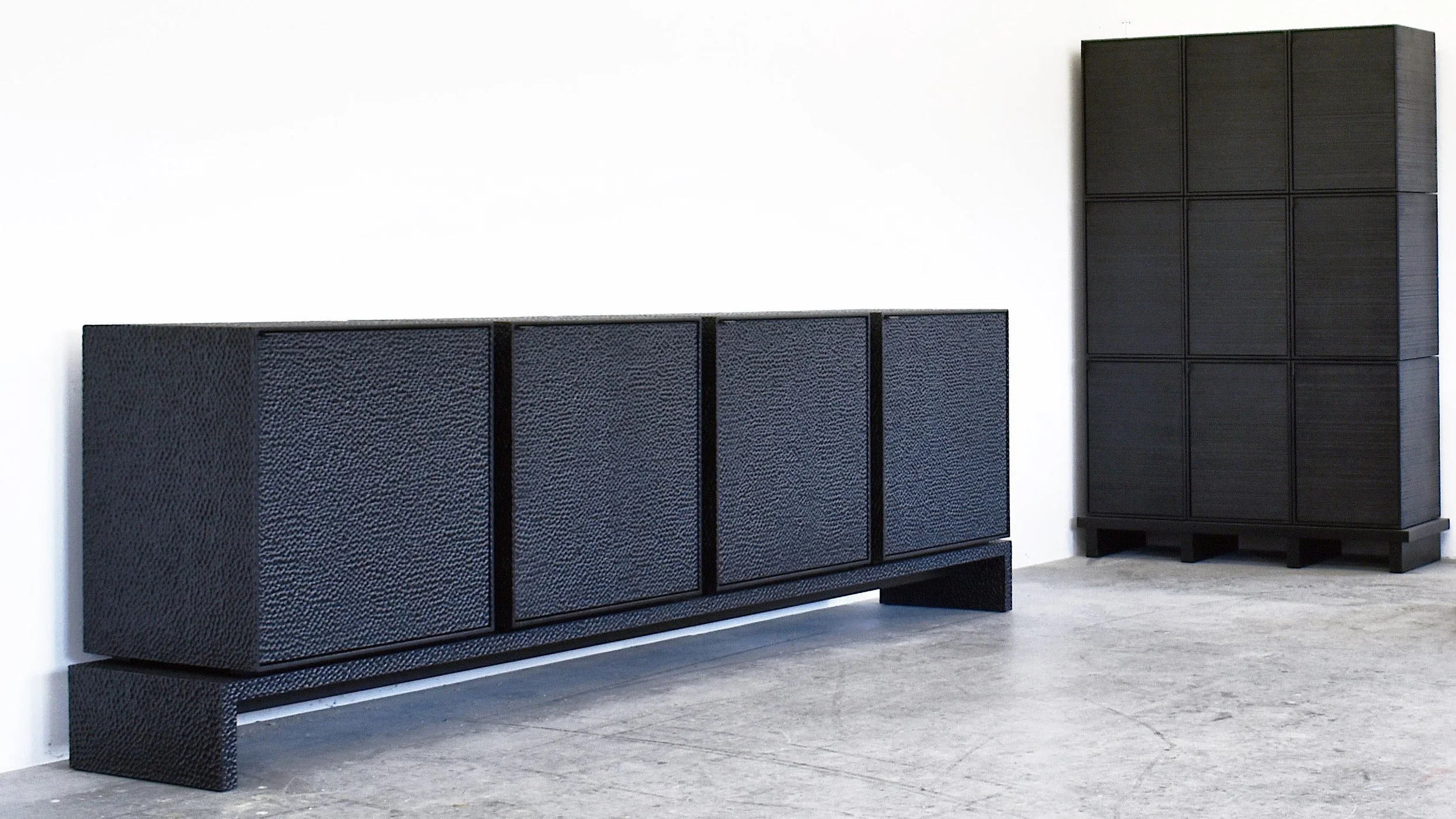  M4 Credenza  Carved + Lacquered + Maple + Brass  32" x 108" x 18" 