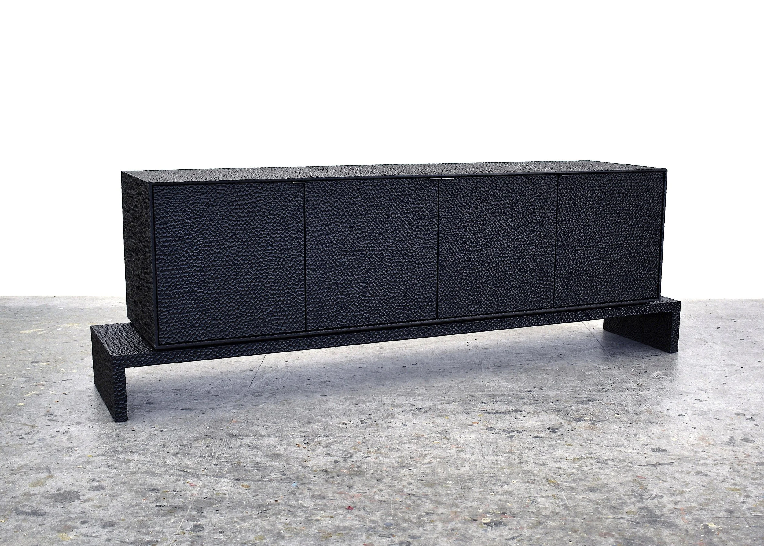  M1 Credenza  Carved + Lacquered + Maple + Brass  26" x 77" x 18" 