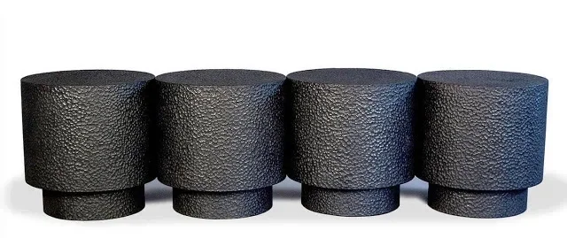  Drum Bench for Four  Carved + Lacquered + Maple  16"x 64" 16" 