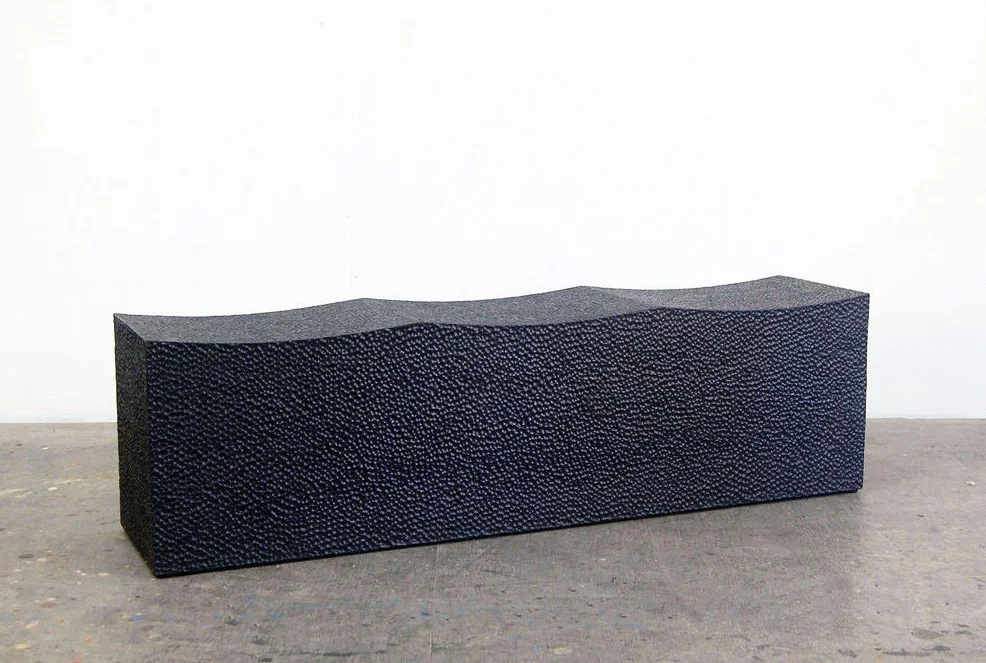  Block Bench for Three  Carved + Lacquered + Maple  17” x 60” x 14” 