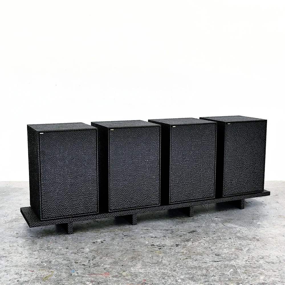  Loft Credenza  Carved + Lacquered + Maple + Brass  30.5” x 83" x 16"     