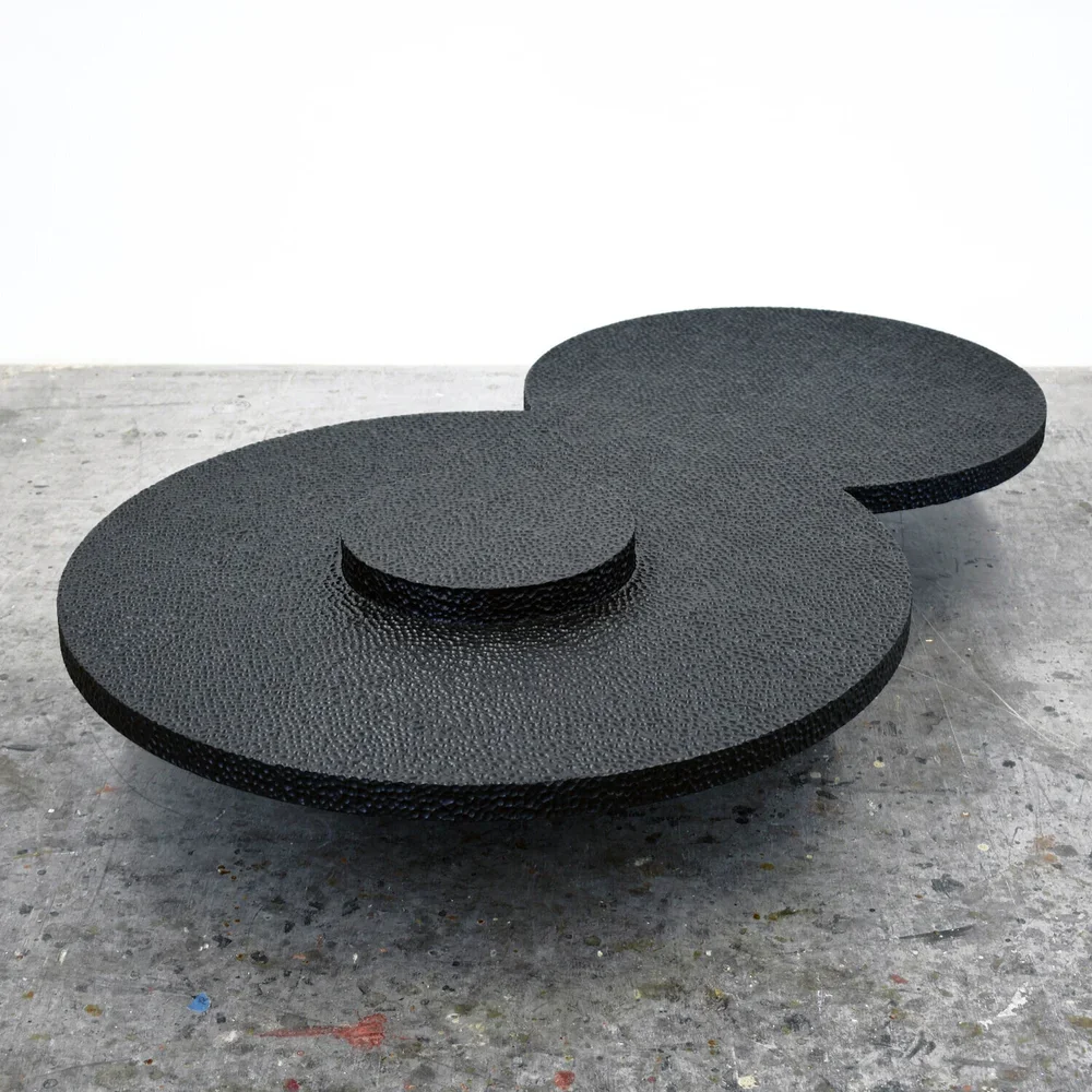  R1x2 Offset Table  Carved + Lacquered + Maple  13" x 46" x 75” 