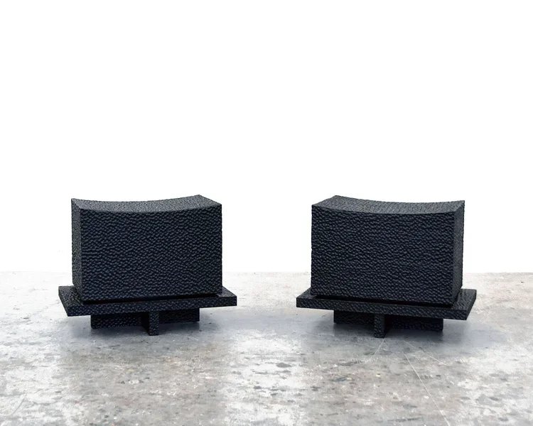  Loft Stools  Carved + Lacquered + Maple  18" x 32" x 20.5" 