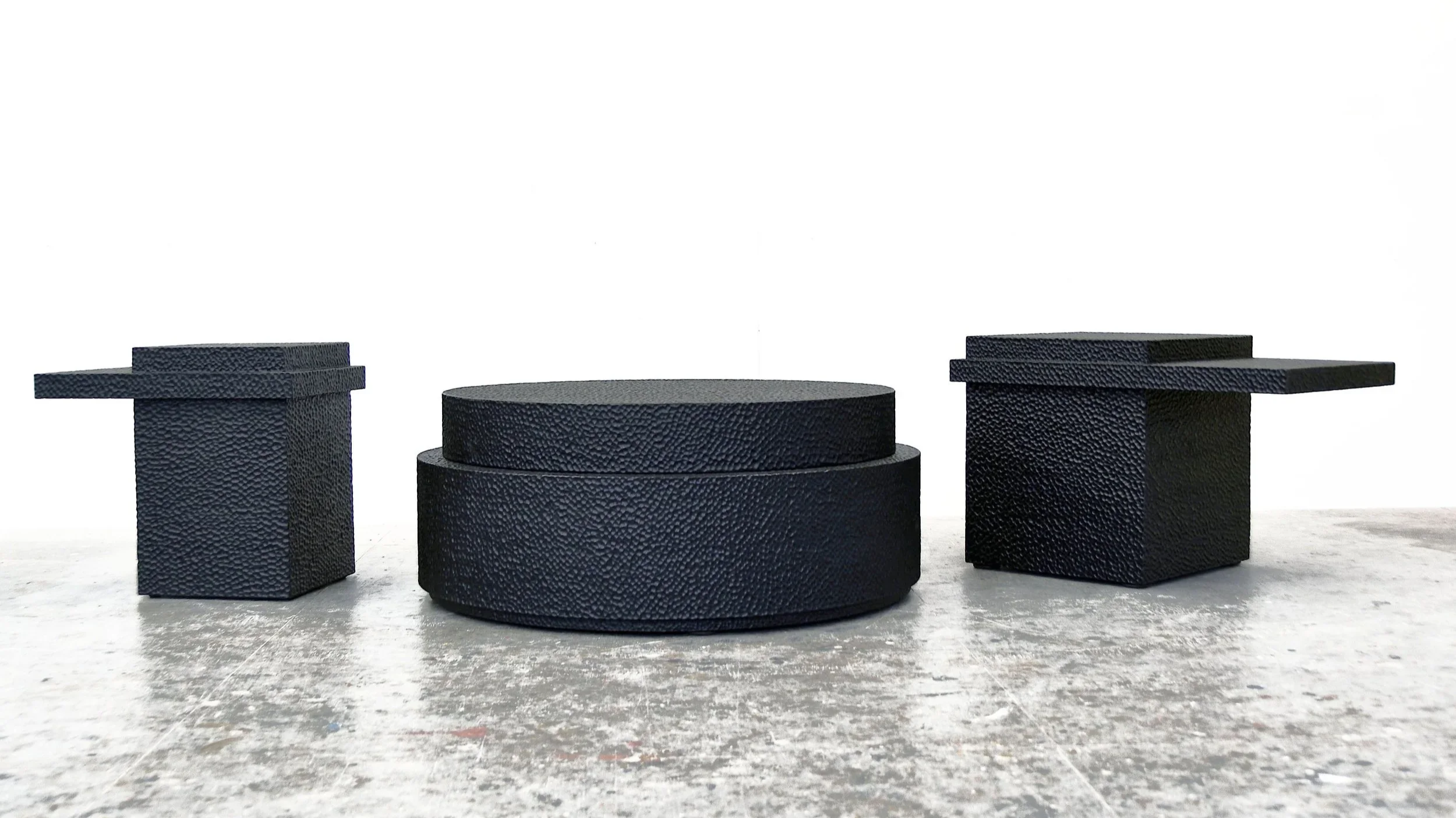  Cirkles w/T4’s  Carved + Lacquered + Ash  16” x 42" x 42”     