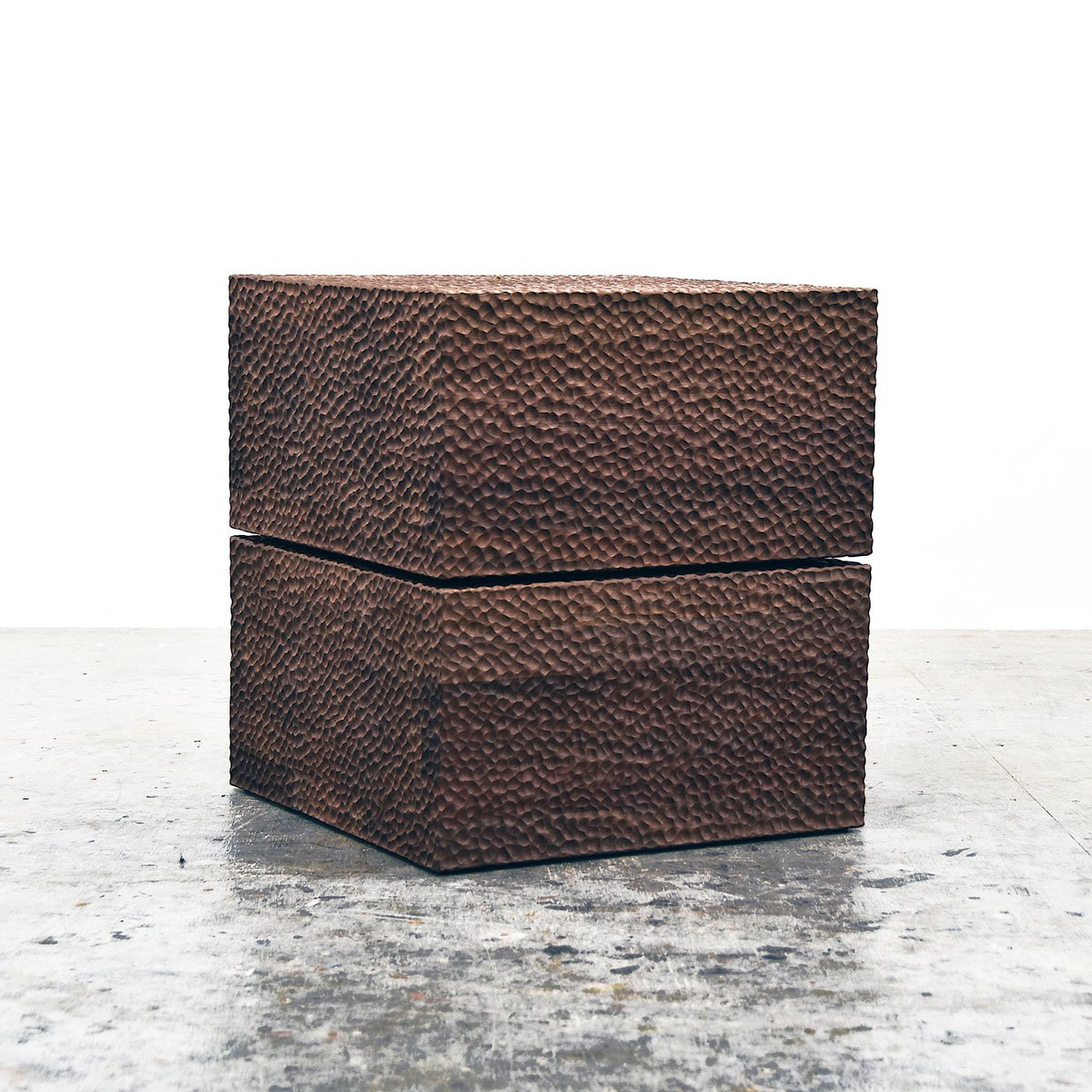  BWRV Table Square  Carved + Walnut + Lacquer  20” x 18” x 18”  