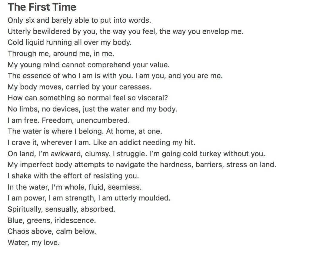 Not what you might initially think&hellip; some scribbles from a lifetime of being in water 💙 #poems #poetry #writer #musings #swimmer #swimminglove #🏊&zwj;♀️