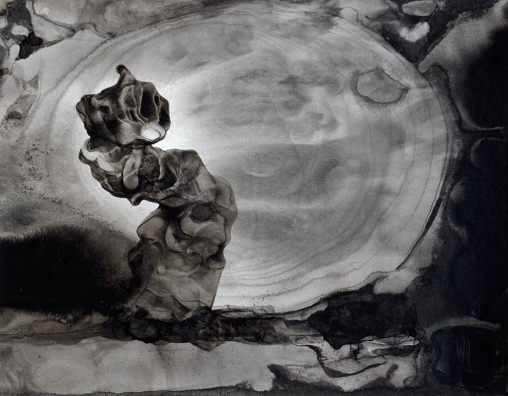 Sumi ink painting on board by Fernando Llosa
