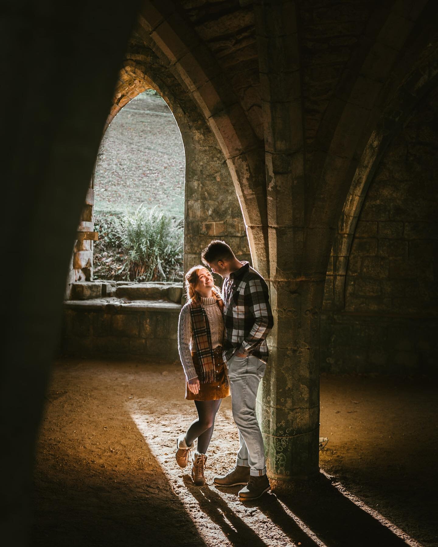 Katie, Ed and the beautiful backdrop of @ntfountainsabbey