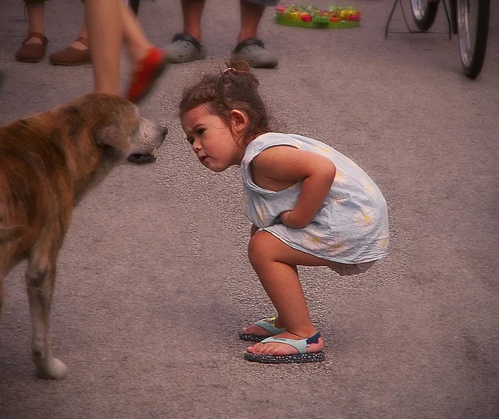 Curious girl with doggie