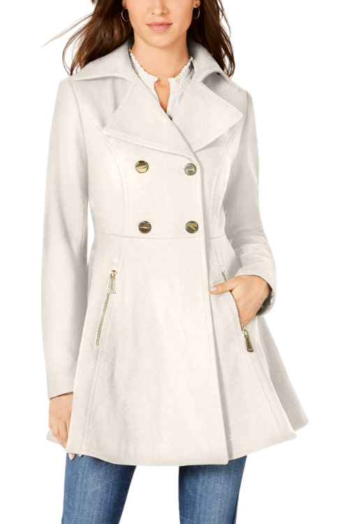 Park Avenue Coat Company, Laundry Faux Fur Lined Coat Plus Size Black And White
