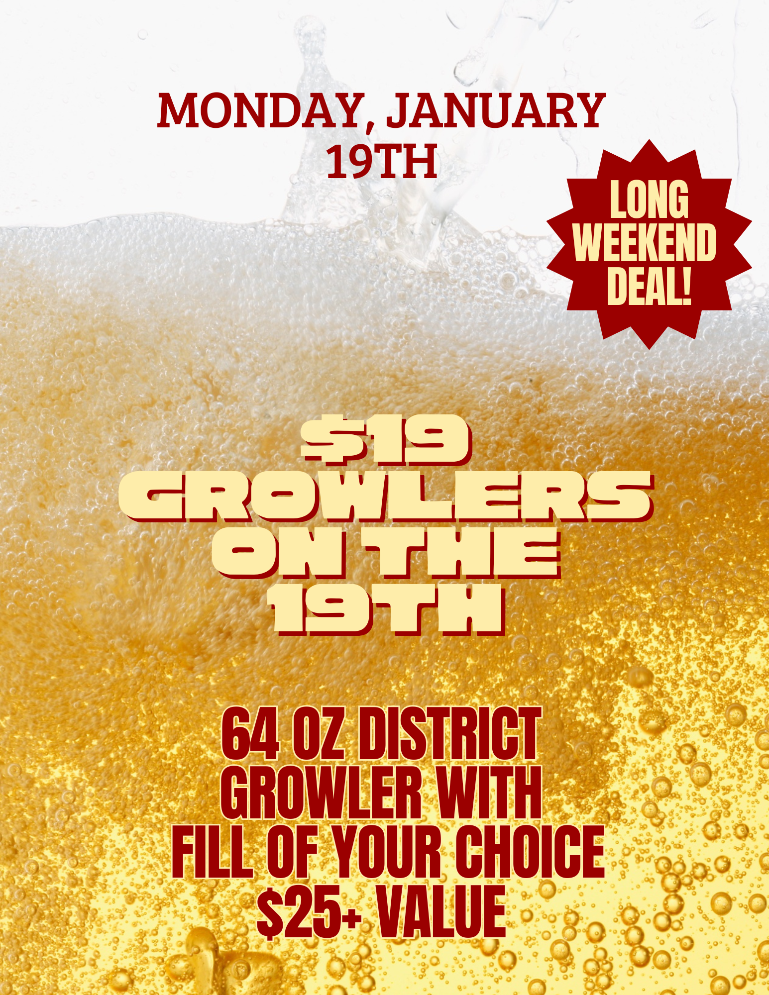 $19 Growlers on the 19th! 