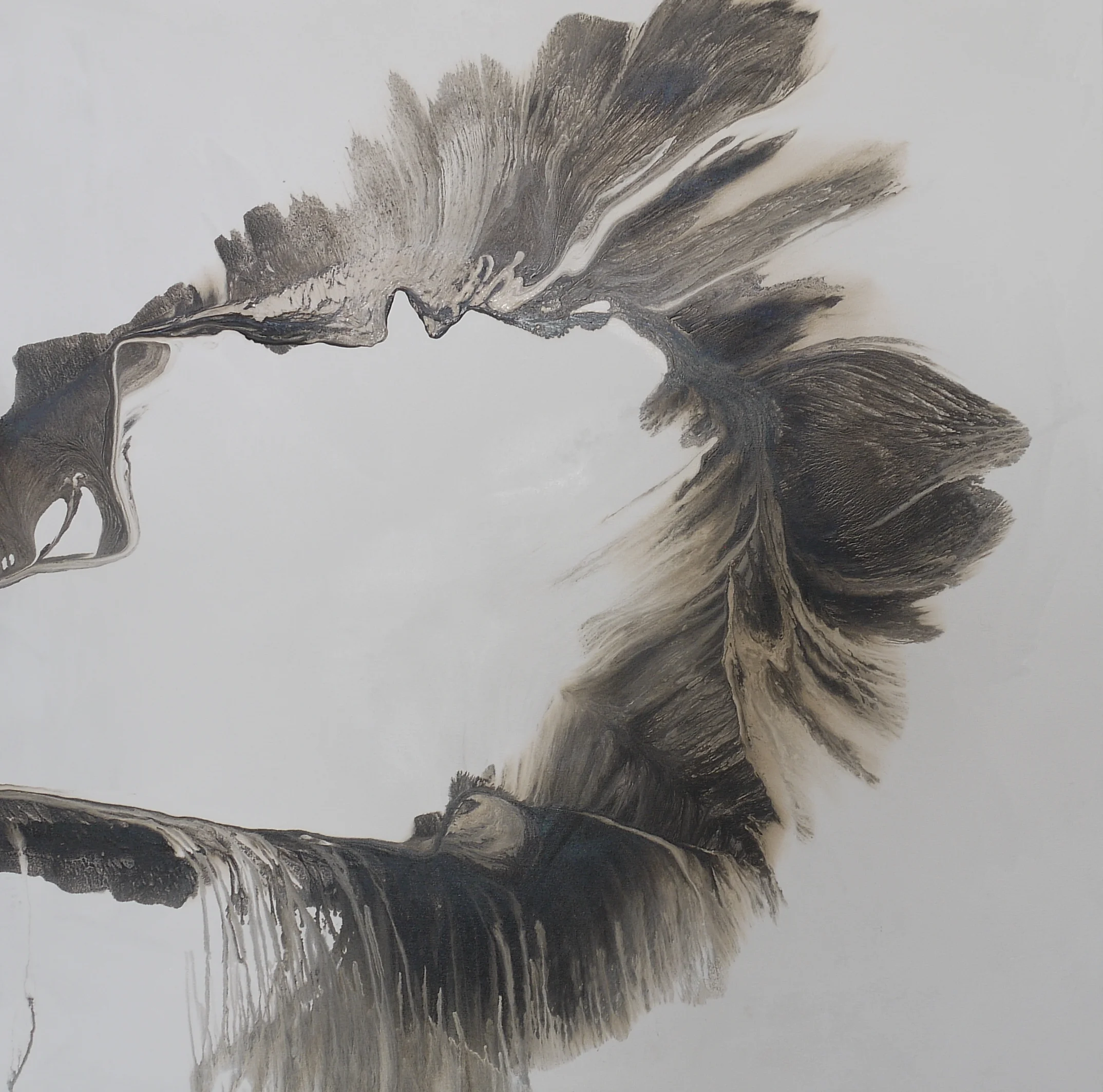 History’s Trace  2018 113x100cm  Bitumen and enamel on canvas.    £2500 