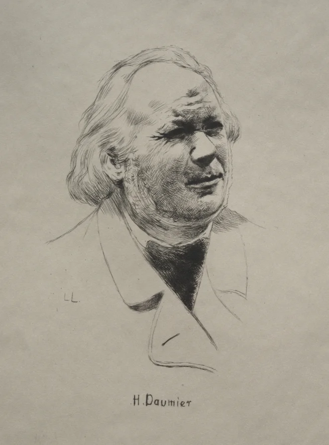 Self Portrait by Honoré Daumier, 19th century, drypoint. Property of the Cleveland Museum of Art. Gift of E. Weyhe 1930.534