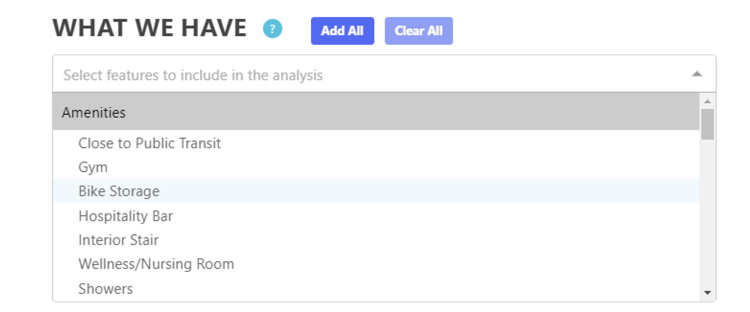 1. Select from the drop-down
