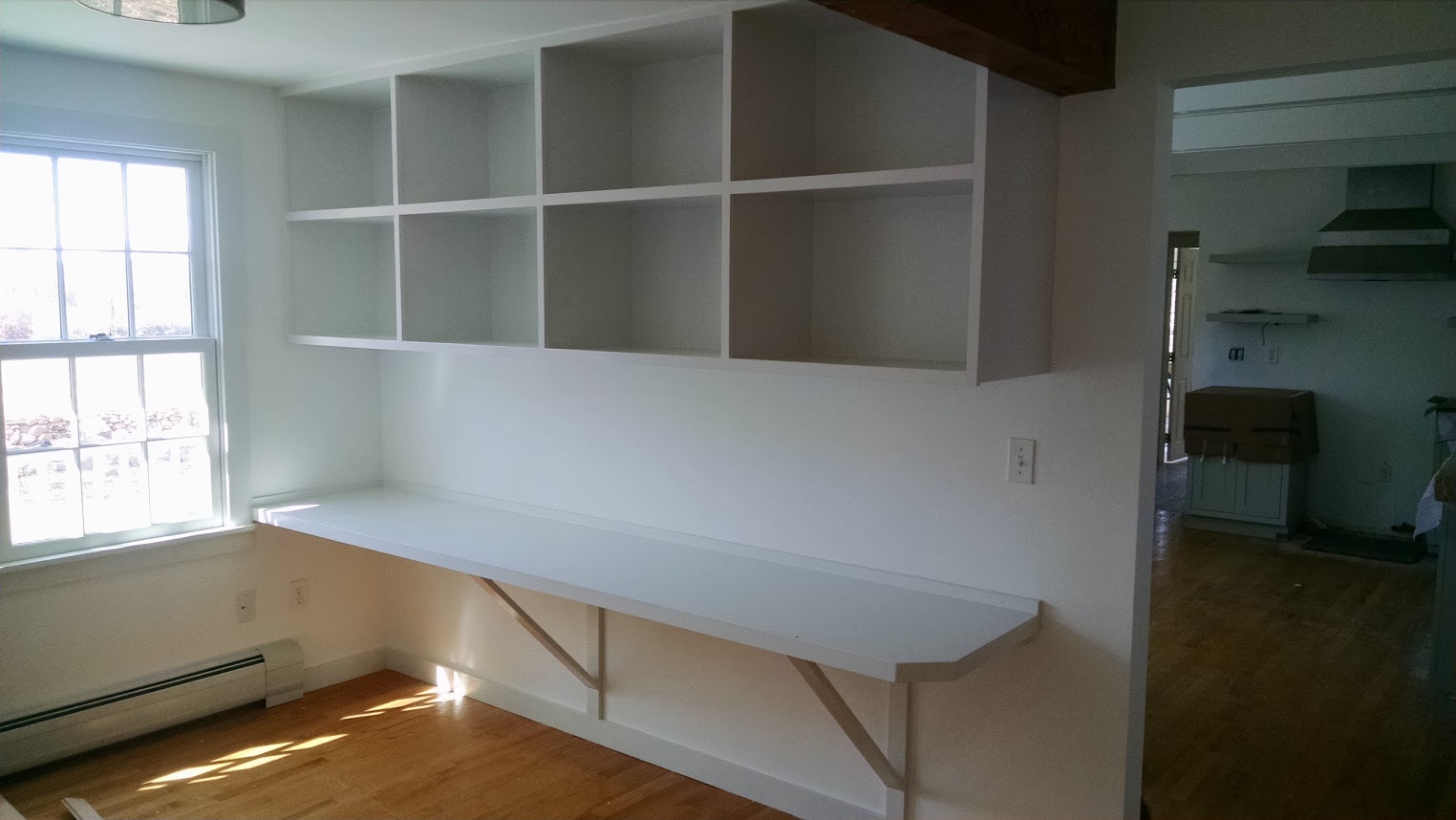 Library with built in shelves