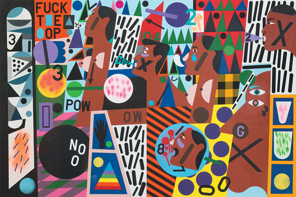 Nina Chanel Abney, Untitled (FUCK T*E *OP) , 2014