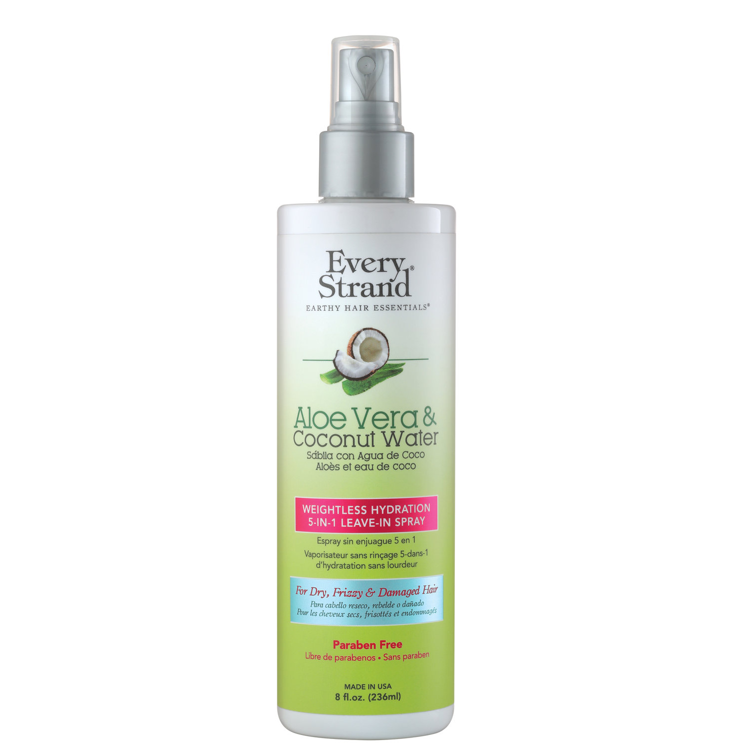 Aloe Vera & Coconut Water Weightless Hydration 5-IN-1 Leave -In Spray / 8oz  — Every Strand