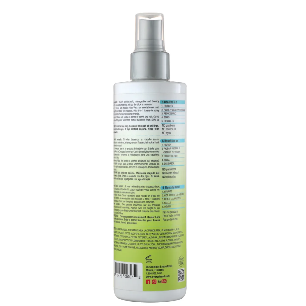 Aloe Vera & Coconut Water Weightless Hydration 5-IN-1 Leave -In Spray / 8oz   Every Strand
