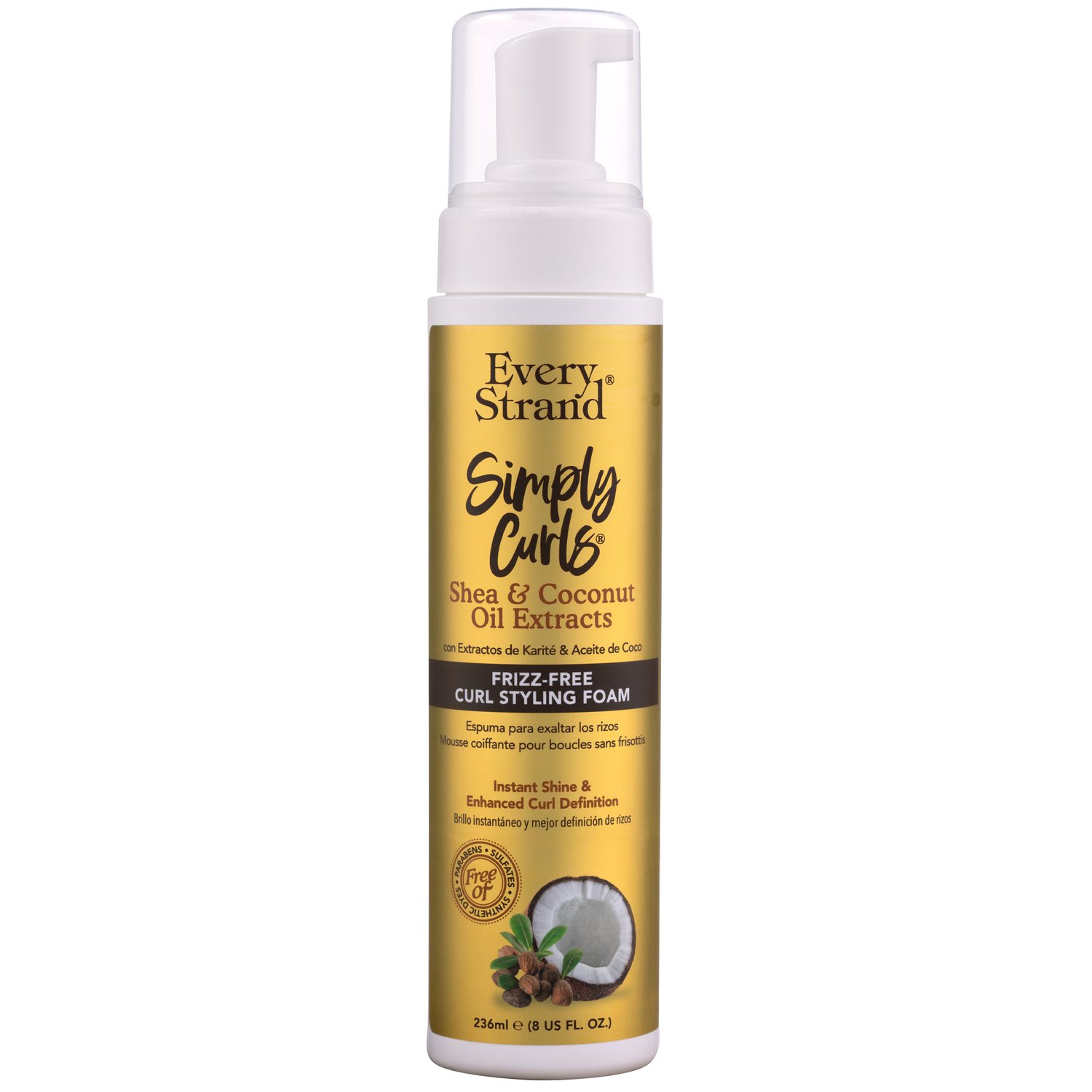 Simply Curls with Shea and Coconut Oil Frizz-Free Curl Styling Foam / 15oz  — Every Strand