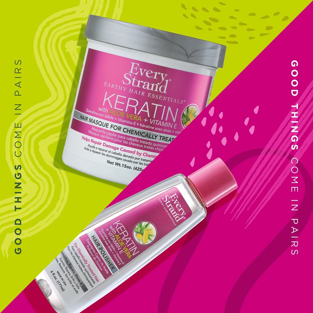 The perfect pair to recover your chemically treated hair: Hair Masque and Hair Polisher Keratina with Aloe Vera + Vitamin E. 💓🌿

Because good things come in pairs!

#EveryStrand #Keratin #AloeVera #HairMasque #HairPolisher #EveryStrandIsMadeForYou