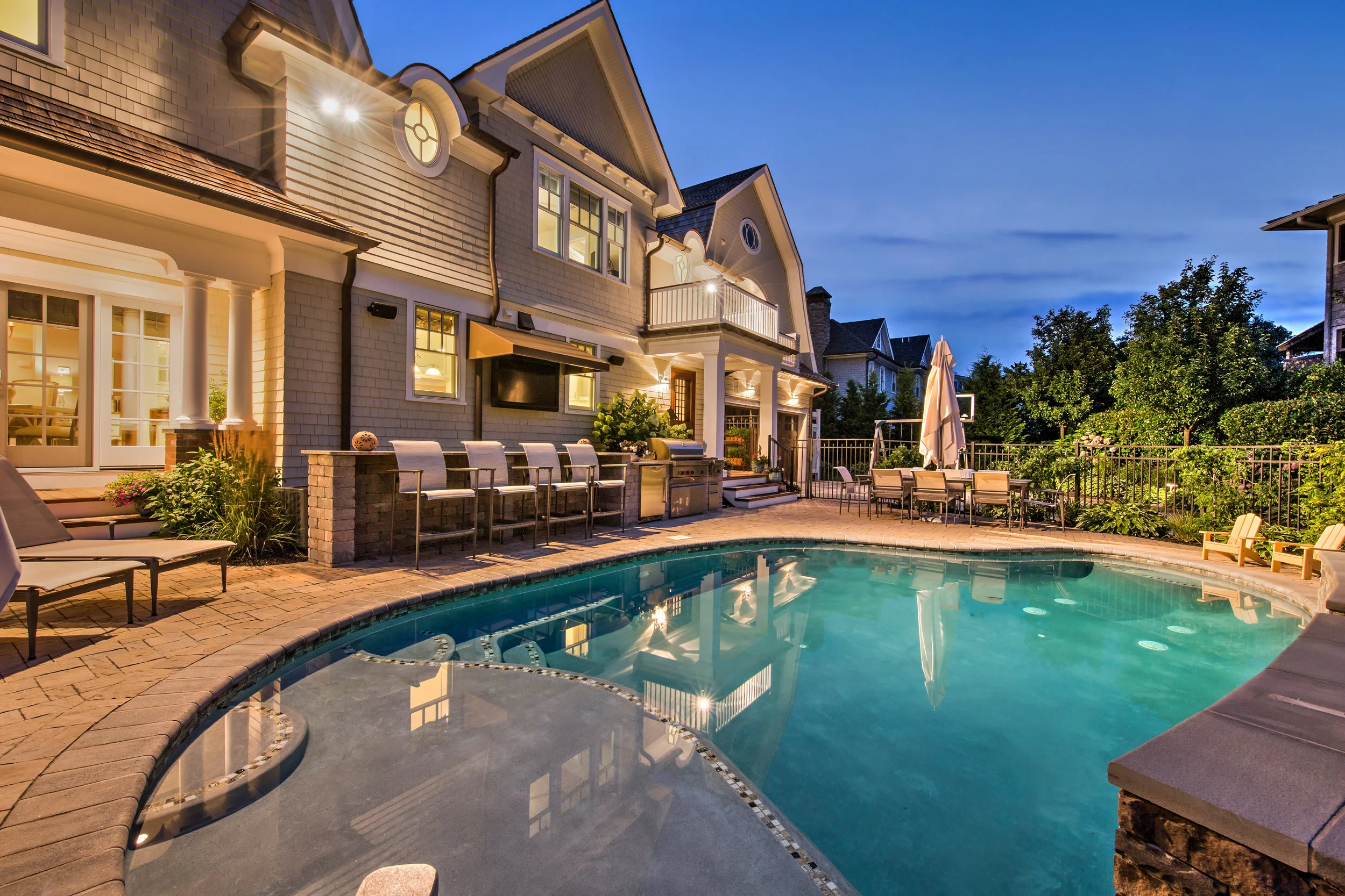 Dusk poolside in Spring Lake, NJ.