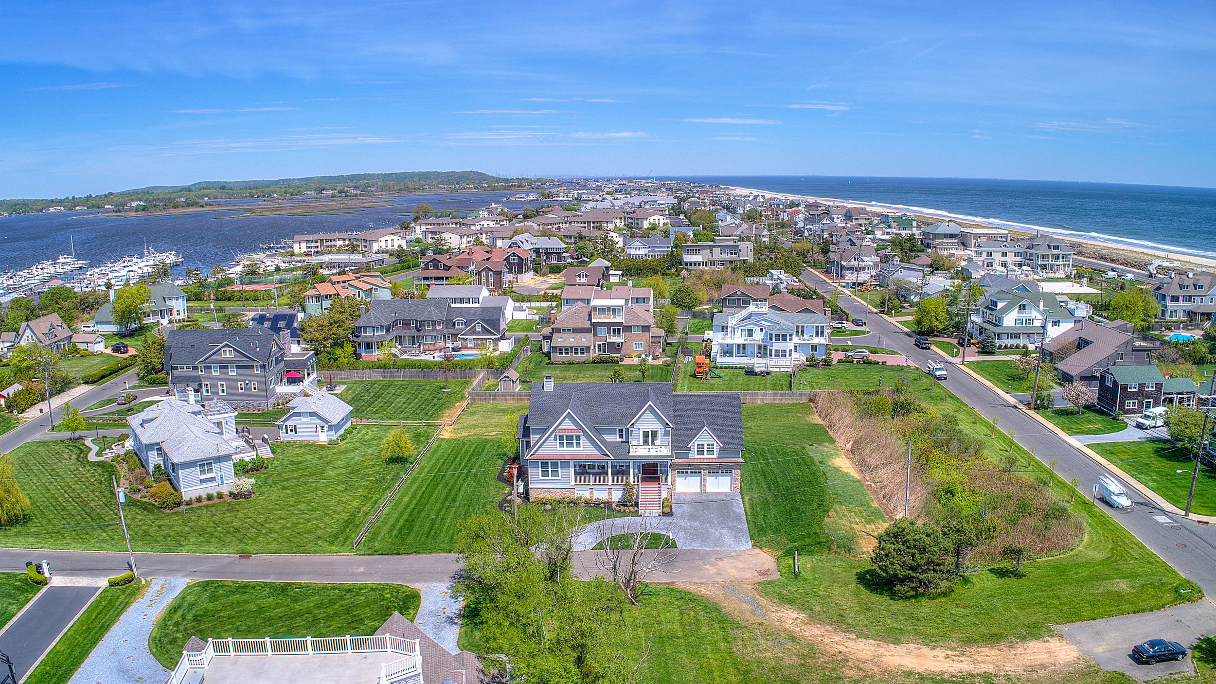 aerial drone Monmouth Beach real estate property by the ocean
