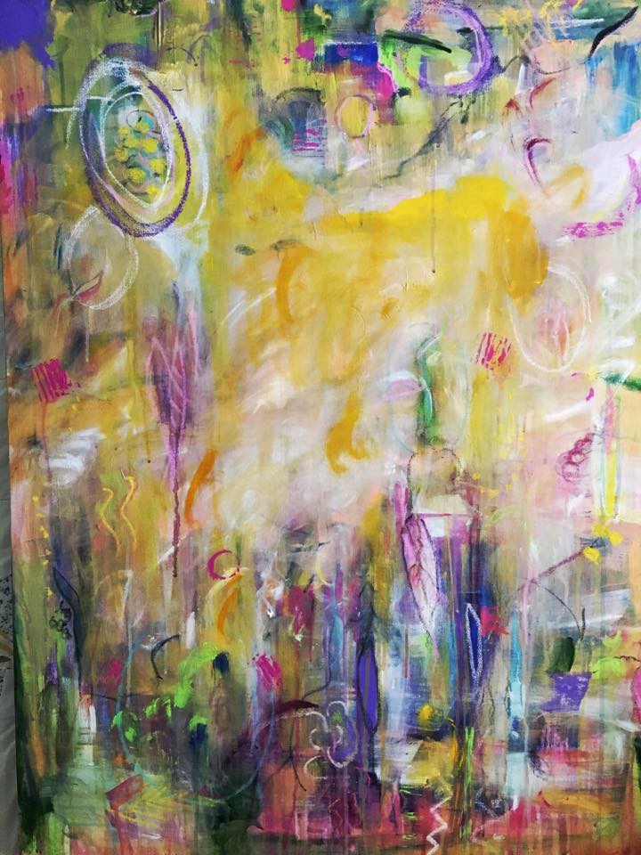 "All Mixed Up," mixed media on canvas. Private collection of the artist.