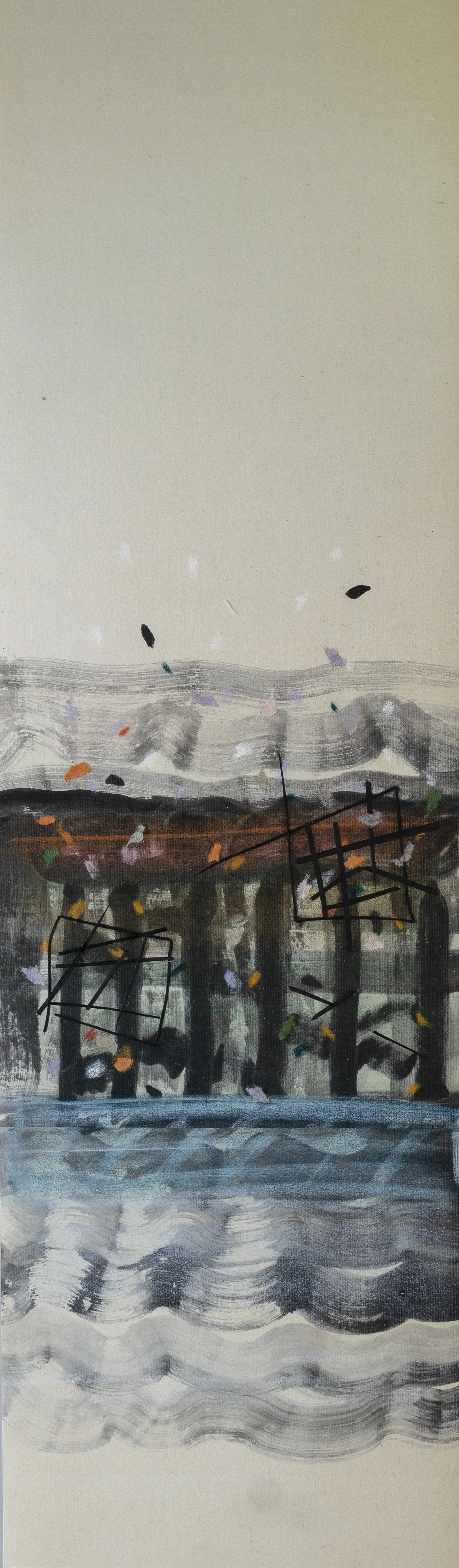 #18-03 pastel, ink on paper, 44"x 12½", 2018