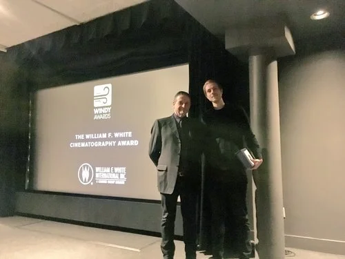 Markus Henkel accepting the Cinematography Award