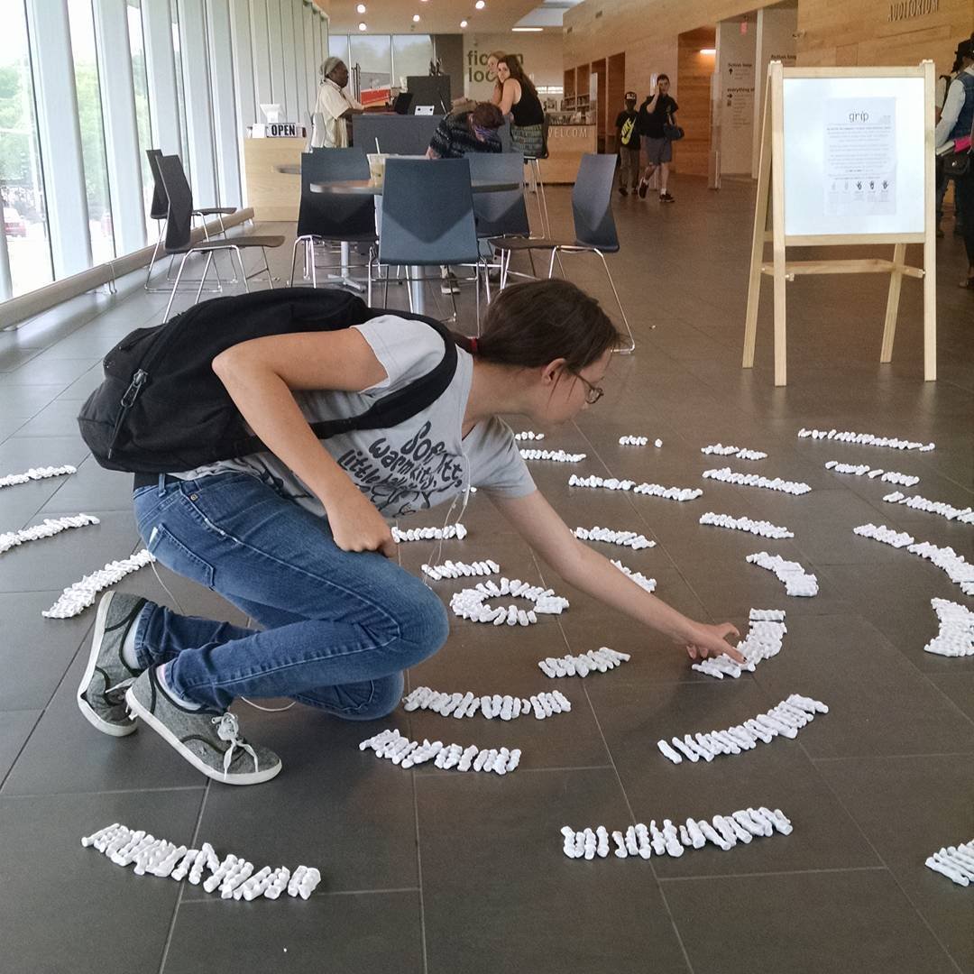 Loving this time at the library engaging with those who pass by and watching them engage with the work. Thanks @lawrencepubliclibrary
#getagriplawrence 
#freestatefest 
#lawrencepubliclibrary