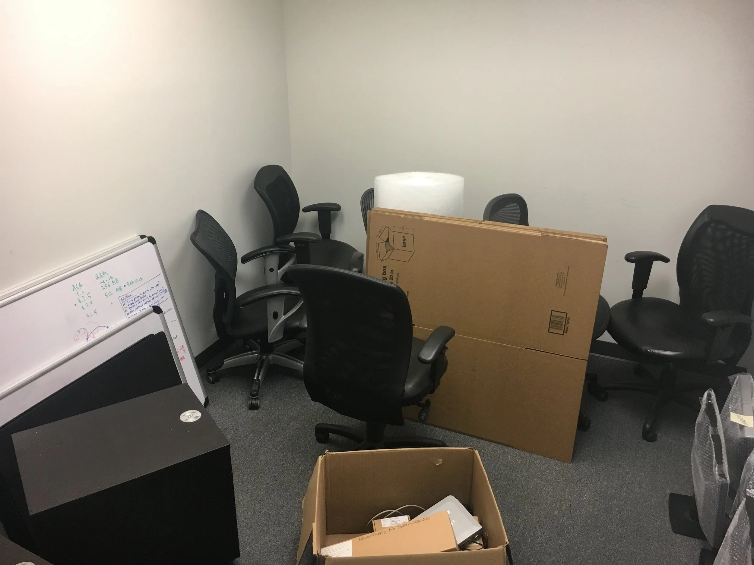 One of our offices is serving as a temporary moving ground zero.