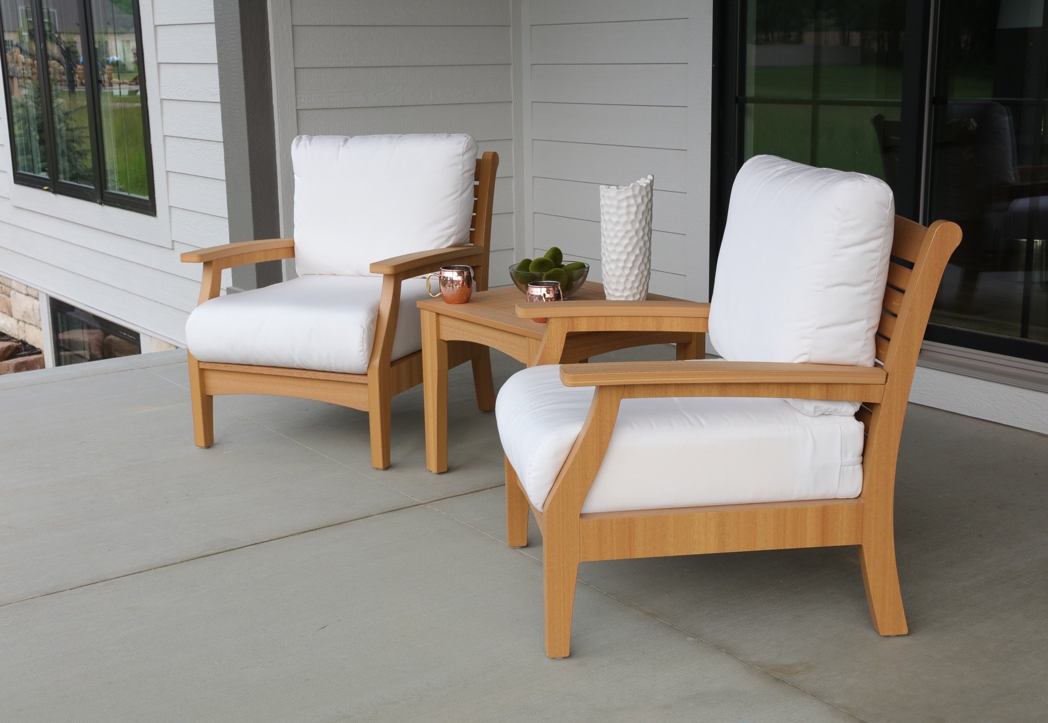 Classci Terrace Club Chairs & Square End Table - Natural Teak with Canvas Natural Cushions.jpg