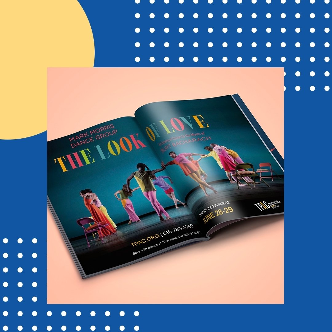 The 3-day run of Alvin Ailey American Dance Theater opens at @tennesseepac TONIGHT. 👏 Flip through the Playbill before you enjoy the performance to see the spread we designed for Mark Morris Dance Group's The Look of Love coming to TPAC in June!