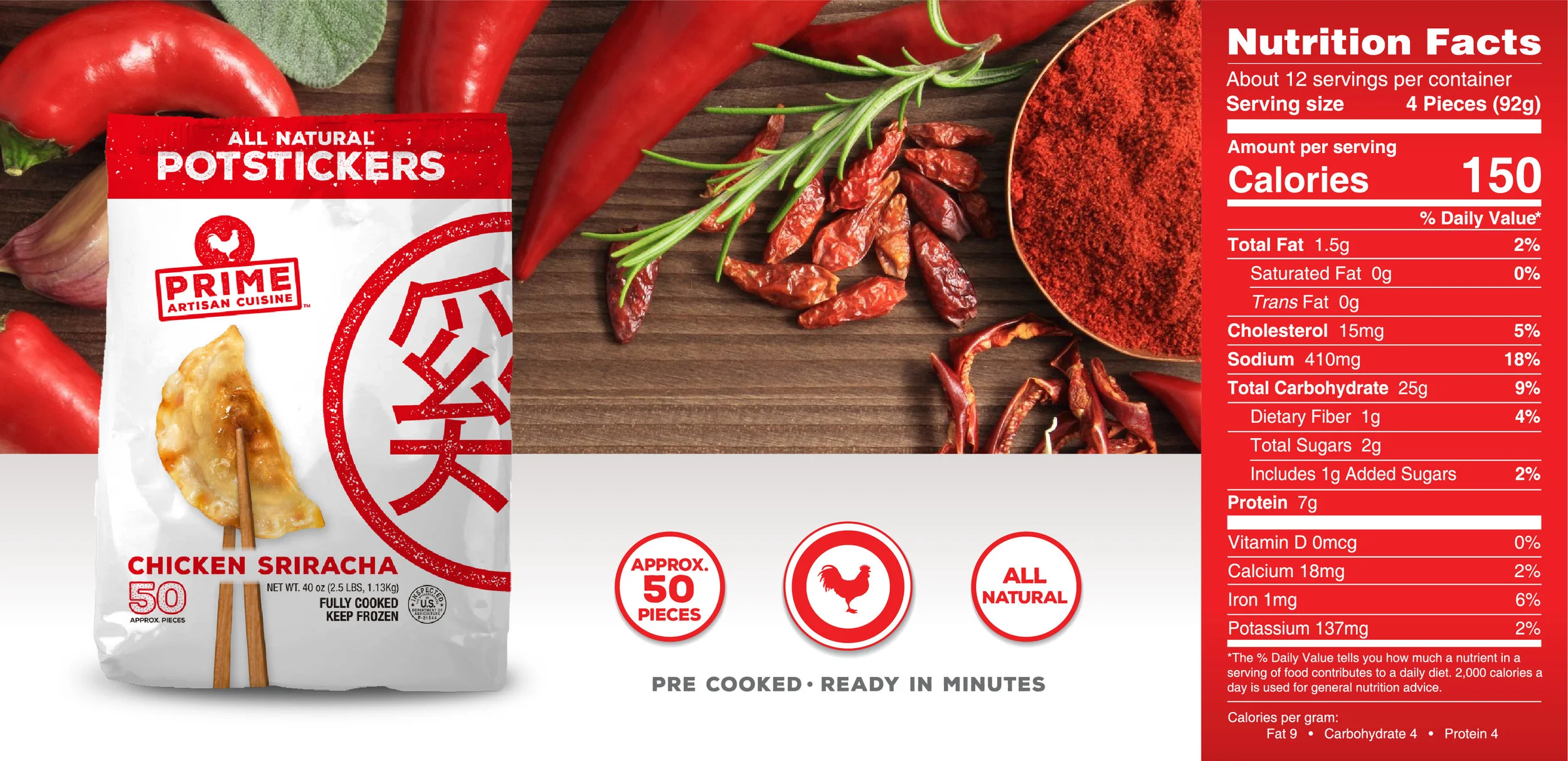 Potstickers Sriracha — Prime Artisan Cuisine