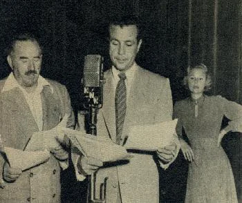 From left to right: Mort Campion? as Chief Blonson williams, Lester Globes as Rock Handy, and Mary Polaski as Tina Plotkin. Believed to be from the 1948 live broadcast of episode 3, season 3, "The Phantom Puppet"
