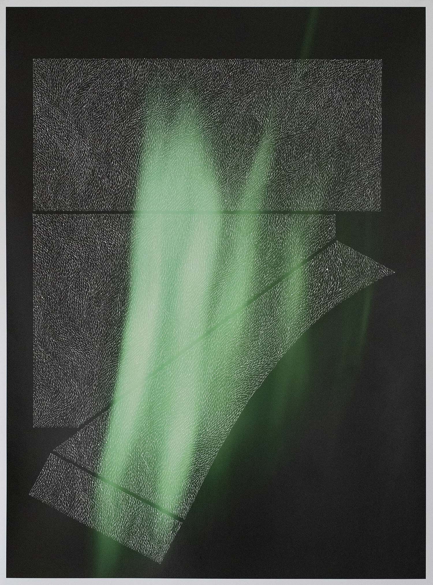   Green #2  38x27.5 inches 2019 x-acto blade etching on hahnemuhle rag paper   