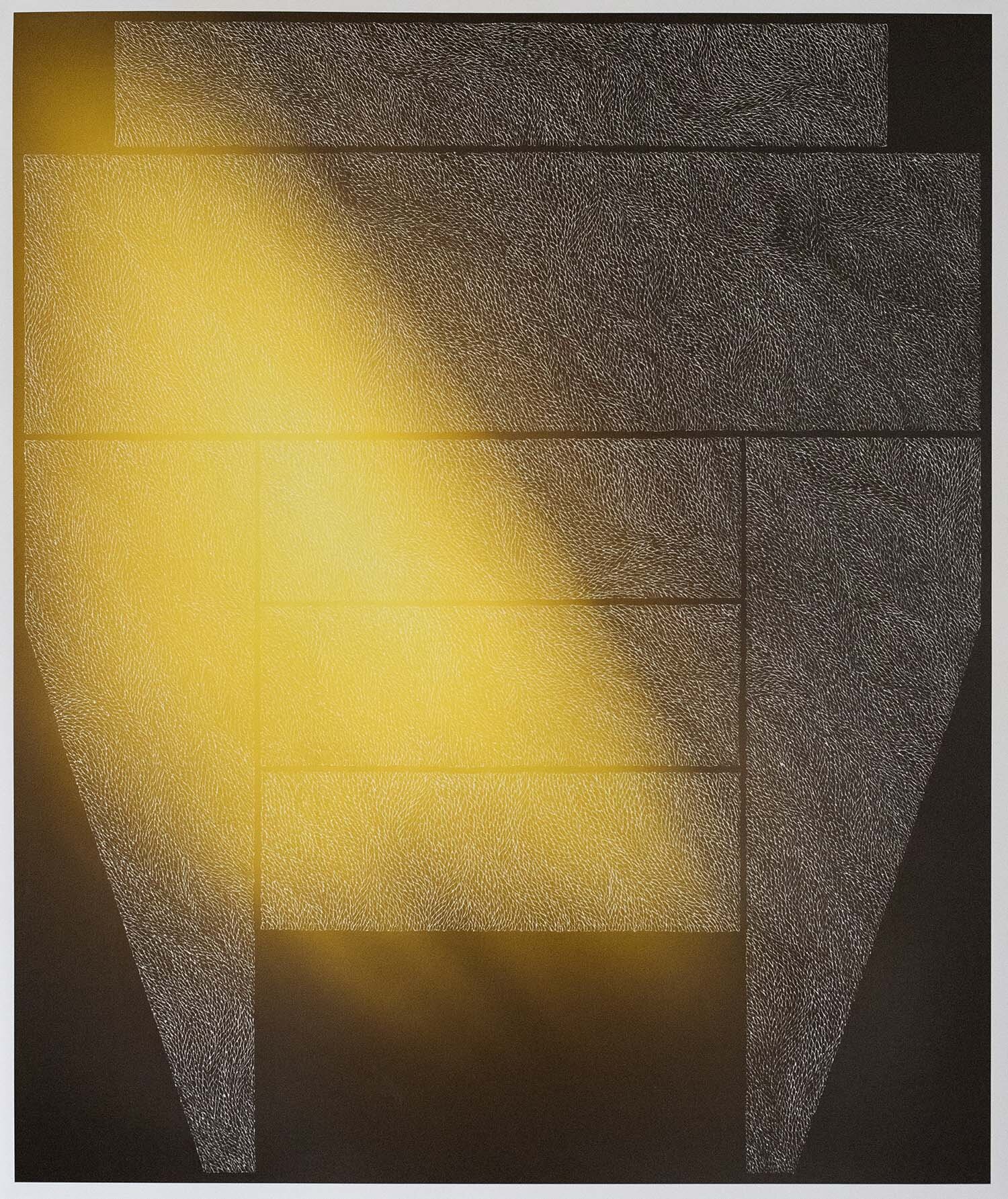   Yellow #1.a  37x30.5 2019 x-acto blade etching on hahnemuhle rag paper   