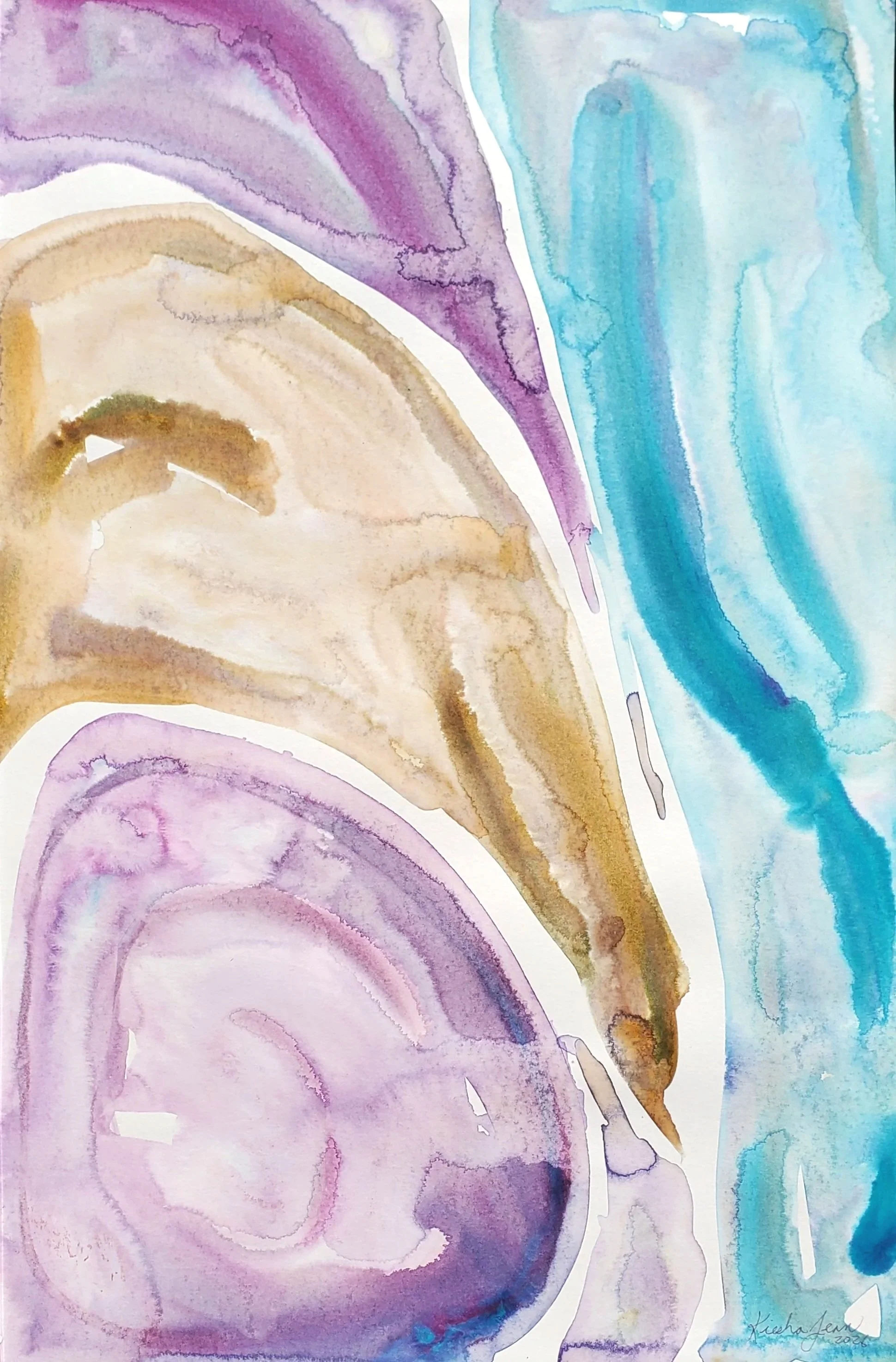  Rare Earth No. 2 
 2026
 11 x 17 in.
 Acrylic on Paper 
 Rare Earth is a series rooted in a world before people, before language, before cities, before anyone thought to name what they were looking at. 

     These paintings move through an ancient 