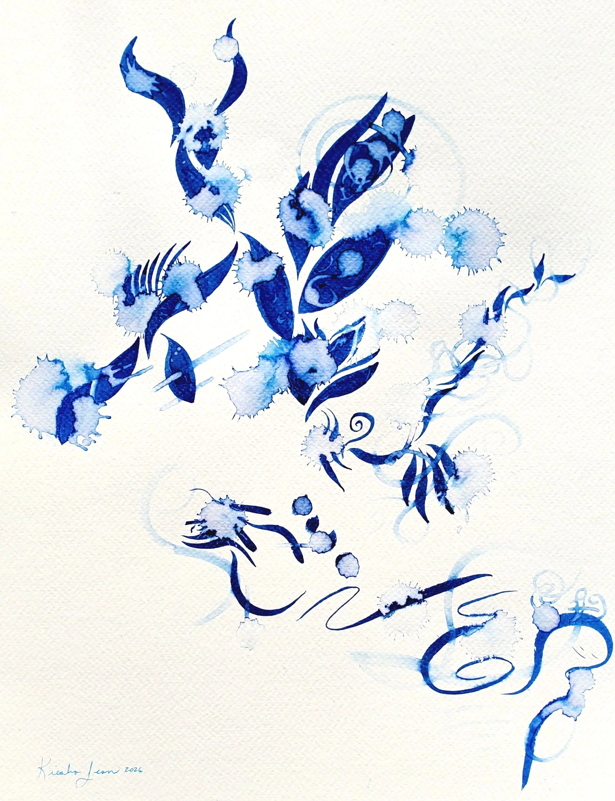  Tears of Joy 
 2026
 11 x 15 in.
 Watercolor on Paper 
 This is the crying that comes after. 

 After the hard part is finally behind you. After holding it together for so long, the body finally realizes it can let go and everything comes rushing ou