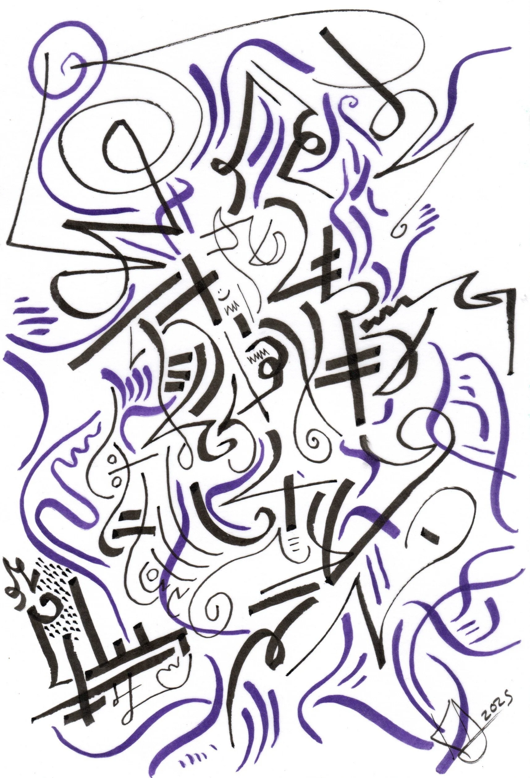  P&P 
 2026 Ink on Paper 5.5 x 8.5 in.
 Processing and Planning - what goes where and how. 