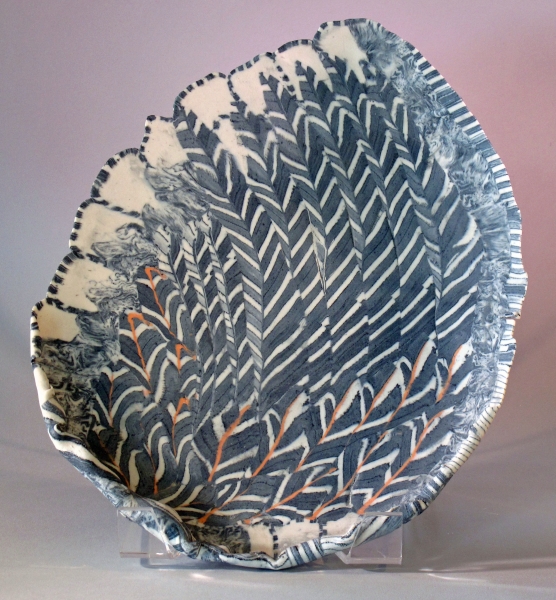 Porcelain plate, nerikomi, "Feathers", private collection