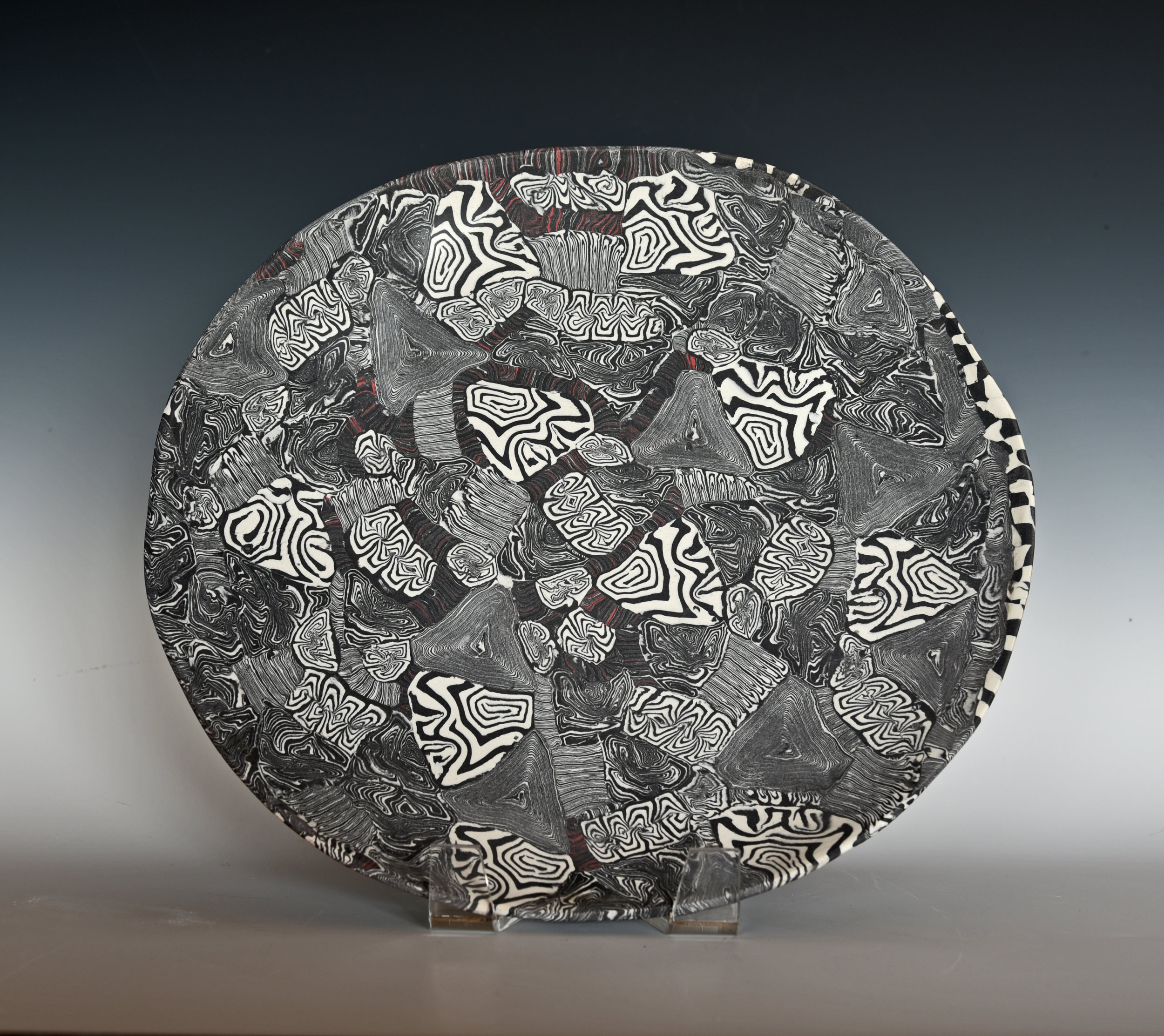 Nerikomi plate, porcelain